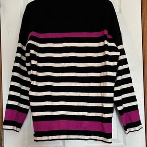 Jones New York Black White and Pink Knit Sweater